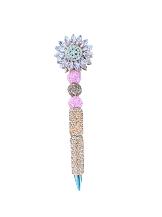 handcrafted Other - AB INKS HANDMADE EXPRESSIONS Handmade Crystal Sunflower Pink & Gold Pen